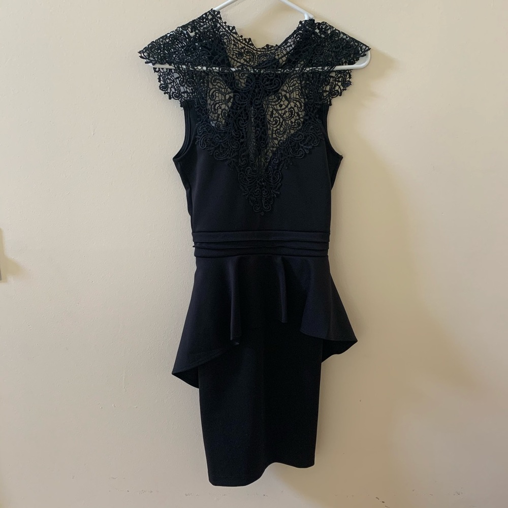 Windsor Black Lace Dress with Peplum Size S